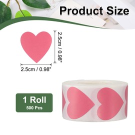 PATIKIL 1 x 1 Inch Heart Stickers Roll, 1 Roll/500 Pcs Stickers for Small Business Paper Self-Adhesive Gift Labels for Gift Wrapping Party Favor Tags Bags, Pink
