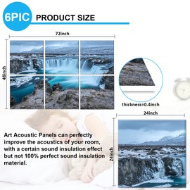 JBER Art Acoustic Panels, 6 Pack Self-Adhesive Large Wall Art Paintings for Wall Decoration, Sound Absorbing Panels for Living room (Iceland, 72"×48")