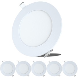 Unifizz 5 Pack RV Boat Recessed Ceiling Light DC 12V 4.75" 6W Full Aluminum Downlights 480 Lumen Super Slim LED Panel Light (Neutral/Natural White)