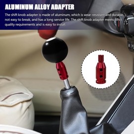 HAOBO Gear Shift Knob Adapter, Shifter Knobs Adapter, M12×1.25 Aluminum Alloy Shifter Adapter with Plastic Hose, Shifter Knob Boot Retainer Gear Stick Connector for Non-Threaded Shifters (Red)