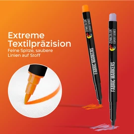 40 Textile Pens Machine Washable - Textile Paint Machine Washable - Non-Toxic, Washable and Permanent Fabric Markers Ideal for T-Shirts, Fabric Bags and Other Textiles - For Children and Adults
