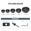 Wexecon 8Pcs Hole Saw Kit for Metal and Wood Hole