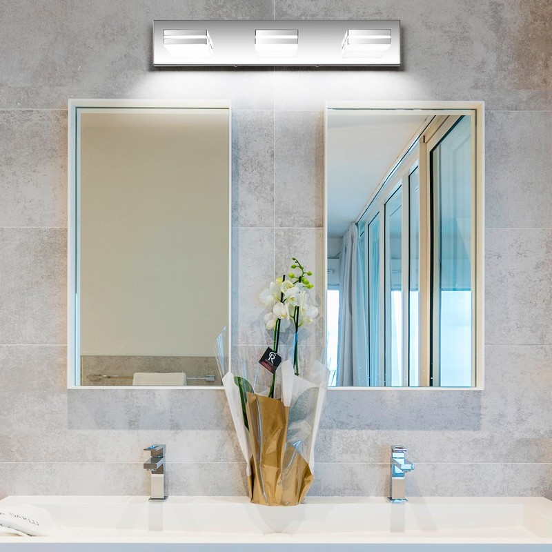 SineRise LED Modern Bathroom Vanity Light Fixtures (3-Light, 24-Inch), Chrome