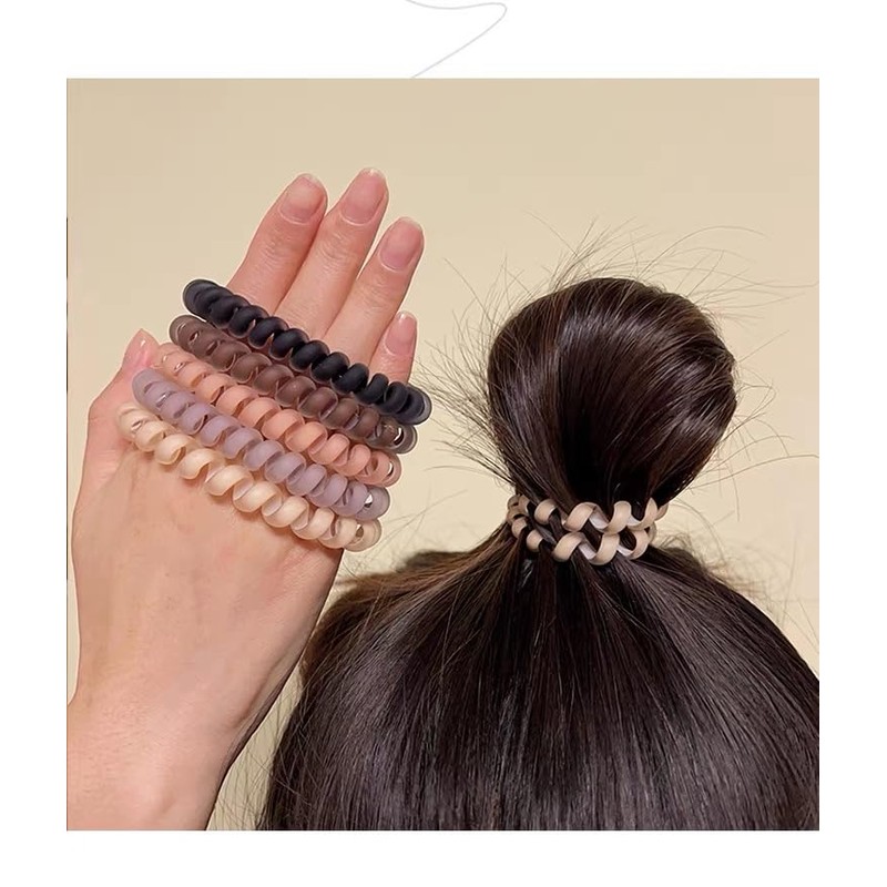 HONAMWINPRO Hair Ties Brown Grey Blue Red Green Black SIX