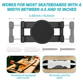 ZIDIHUB Swivel Skateboard Wall Mount, 360° Skateboard Deck Wall Mount, Suspended Display Hanger Grab, Suitable for Any Skateboard Shop and Enthusiast, Collector (2 Set)