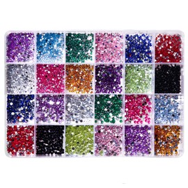 Nail Gems for Nail Art 24 Colours 3mm Rhinestones Hotfix Kit Flat Back Resin Crystal Stick On Diamante Gems for Crafting Rhinestones for Crafts Nails Clothes Face Shoes Tumblers Decoration