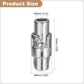 sourcing map 10pcs Leather Cord End Clasp 3mm Hole Magnetic Cord End Caps Closures Leather Bracelet Buckle for Jewelry Making DIY Supplies Crafts, Silver Tone