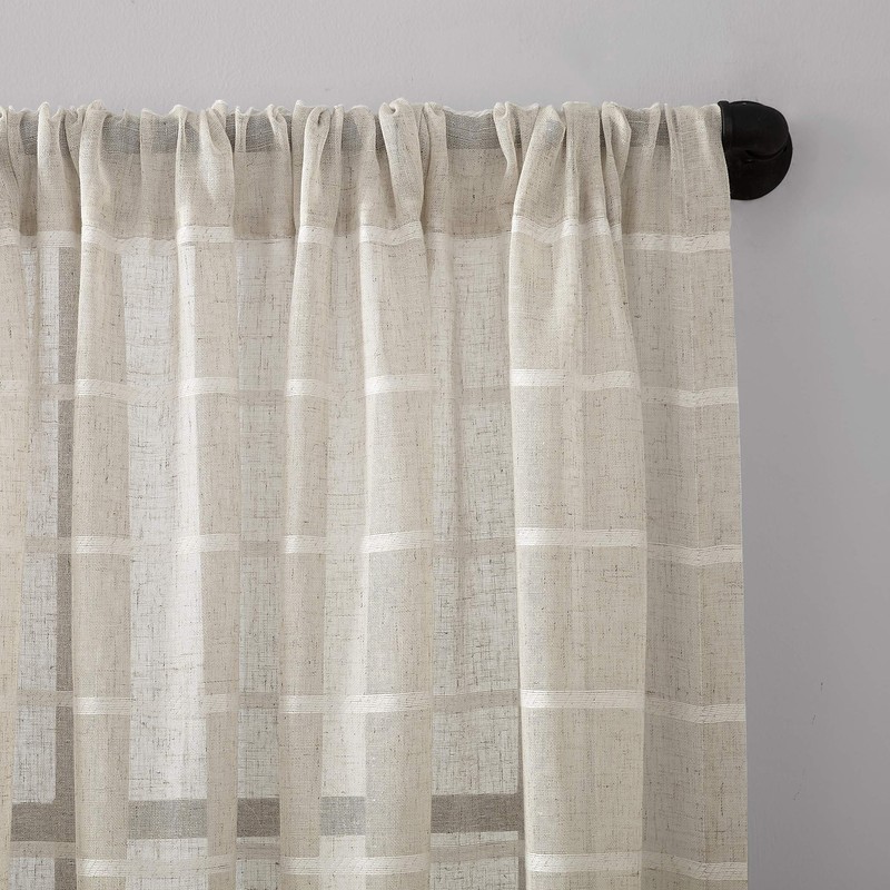Clean Window Twill Stripe Allergy/Pet Friendly Anti-Dust Sheer Curtain Panel,