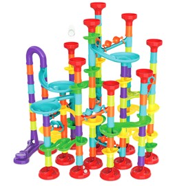 Tcvents Ramp Toy, Marble Roll, Assembly, 197P Bead Coaster, Looping, Punching, Bath Toy, Water Play, DIY, Children's Toy, 3D Puzzle, Birthday, Christmas, Gift