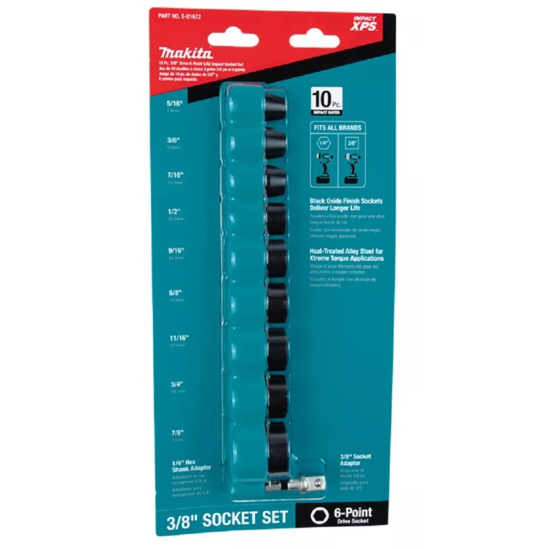 Makita E-01672 Impact XPS 10 Pc. 3/8" Drive 6‑Point SAE