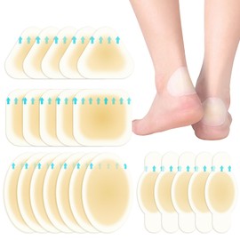 Pack of 21 Hydrocolloid Blister Bandages, Waterproof Blister Plasters for Feet, Invisible Hydrogel Plasters Against Blisters, Waterproof Blister Pads for Heel, Toe and Foot (Heel Pack)