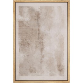 SIGNWIN Framed Canvas Print Wall Art Faded Textured Brown & White Color Blocks Abstract Illustrations Minimalism Contemporary Nordic Decorative for Living Room, Bedroom, Office - 16"x24" Natural