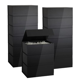 BoxSkivra Large Black Gift Boxes Bulk 15 Pack 15.5X12X6 Inch Extra Large Gift Box with Lid for Groomsman Proposal Magnetic Closure Rectangle Collapsible box with Shredded Paper Filler