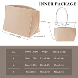Shengruili Organiser for Longchamp Bag S, Multi-Pocket Felt Handbag Organiser, Handbag Organiser, Folding Tote Bag Organiser, Purse Organiser, Felt Organiser for Bags