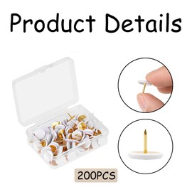 200 PCS Pins for Pinboard White Drawing Pins, 1X1 cm Round Head Thumbtacks Pinboard Pins Push Pins for Cork Board, and Bulletin Boards Clear Drawing Pins with Storage Box(White)