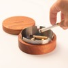 Ashtray with Lid, Stylish, Combined with Wooden and Stainless Steel,