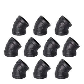 3/4" Black 45° elbow, Home TZH Female Threaded 45-degree Iron Connector Pipe Fitting for Industrial Vintage Style DIY Project/Furniture/Shelving Decoration (10, 3/4 Inch(Black))