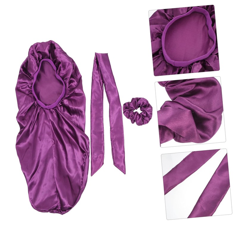 Healvian 1set Elastic Band Silk Sleeping Hat for Women Hair