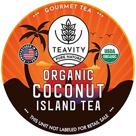 TEAVITY Organic Coconut Island Tea Pods | Recyclable Single-Serve Tea Pods Compatible with Keurig K-Cup 2.0 Brewers | Certified USDA Organic | 36 Count (Pack of 1)