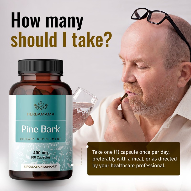 HERBAMAMA Pine Bark Extract Capsules - French Maritime Pine Bark