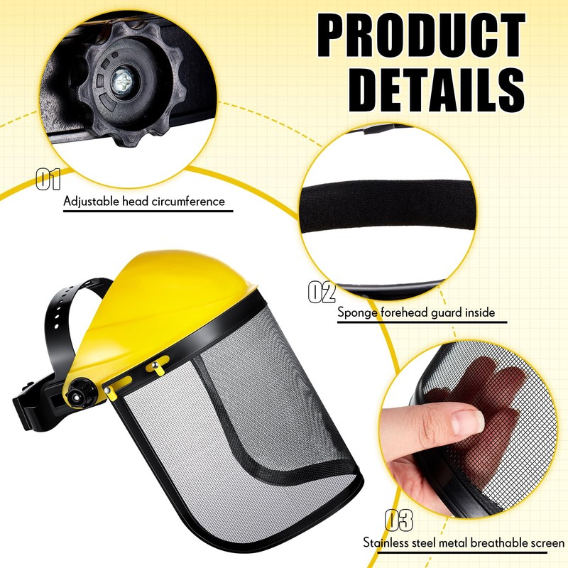 Hestya 2 Pcs Safety Face Shield Adjustable Safety Helmet with