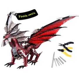Piececool Black Dragon King 3D Metal Model Building Kits with DIY Tools Set, Challenging 3D Metal Puzzles for Family Time, Great Christmas Birthday New Year Gifts