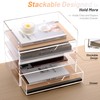 SANRUI 2-Tier Paper Letter Tray Organizer with Sliding Drawer,Stackable Desk