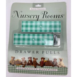 Anne Geddes NOS Anne Geddes Nursery Rooms Drawer Pulls 2pack Green Gingham Baby Kids Daycare