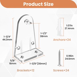 12 Pcs 2 Inch Hold Down Brackets, Clear Color Plastic Blinds Bottom Rail Hold Clips Hooks Holder Brackets Replacements for 2-Inch High Profile Blinds, Windows Doors, Horizontal Blinds Shades