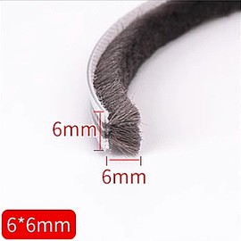 Soezy 16 Ft (5m) 196 Inch Sliding sash Windows Doors Tape Pile Draught excluder Brush Seal Strip weatherstrip 6mm x 6mm (1/4 1/4 Inch, Gray)