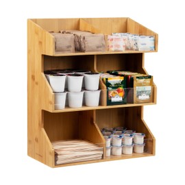 Mind Reader Coffee Pod Condiment Station, Countertop Organizer, Kitchen, Rayon from Bamboo, 13" L x 6.25" W x 15.25" H, Brown