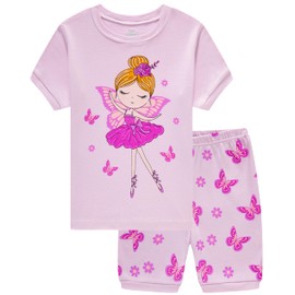Akyzic Girls Pajamas Ballet Dancer Short Sleeve Crewneck Purple Clothes Summer Outfit Toddler 2 Piece Shorts Set Kids Pjs 3t