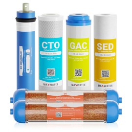 Max Water 6 Stage Reverse Osmosis RO DI Water Filter Replacement Kit for Aquarium w/ 1 Micron Polypropylene Sediment, GAC + CTO Carbon, 2x Mixed Bed RO DI, 50 GPD Membrane