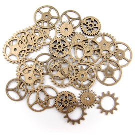 ALL in ONE 100g Steampunk Gear Wheel Charms Cog Connectors Pendants Jewelry Finding DIY Craft (ANTIQUE BRONZE)
