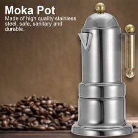 El fabricante italiano de café espresso Stove-Top, olla Moka hecha de acero inoxidable con válvula de seguridad, para café de estufa de cuerpo entero, hace 4 tazas de café espresso