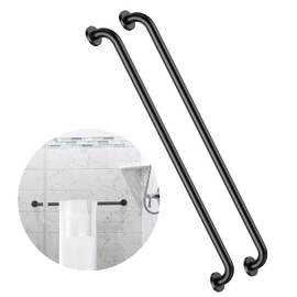 2 Pack 40 Inch Black Shower Grab Bars, ZUEXT Stainless Steel Bathroom Wall Grab Bar Handle, Shower Balance Bar, Safety Hand Rail Support,Handicap Elderly Senior Assist Bath Grab Handle(1.25" Diameter)