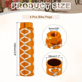 PATIKIL Bike Pegs Fit 3/8 Inch Axles, 4 Pack Aluminum Alloy Anti-Skid Lead Foot Bicycle Peg Back Seat Stands with Circle for BMX Mountain Dirt Bike Cycling Rear Stunt Pegs, Yellow