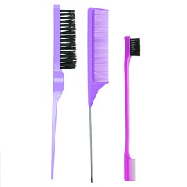 3 Pieces Toupier Brush Set Double Edge Brush and Comb Bristles Hair Brush Comb Care Edges Brush Combs Robust Rat Tail Hair Comb Set Hair Comb Including Double Cut Comb Robust and Comb Hairdressing Salon