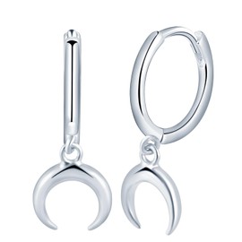 Yumilok Moon Earrings 925 Sterling Silver Women's Hoop Earrings Small Hoop Earrings Huggie Cartilage Earrings Hanging for Women Girls, Sterling Silver