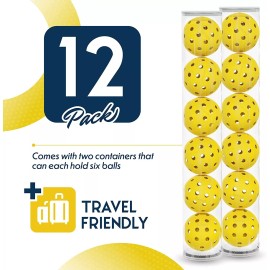 Pro Aviana Pickleball Balls Set Outdoor - USAPA Approved - 12 Pack - Yellow