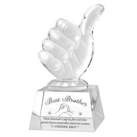 QIANCHANG Crystal Award Trophy with Thumbs Up, Best Brother Gift from Sister, Hand Gesture Sculptures and Statues, Glass Paperweight Gifts for Brother Adult Friend Birthday