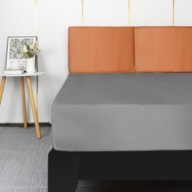 Lirex Satin Fitted Sheet, Luxurious Silky Smooth Polyester Bedding Soft Deep Pocket Bed Sheets Mattress Cover, Single, Dark Grey