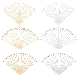 PH PandaHall Pack of 300 Jewellery Making Needles 5 cm Head Pins Eye Pins Ball Pins Golden and Silver Jewellery Pins 21~23 Gauge Craft Needles for Homemade Earrings Bracelets Necklaces