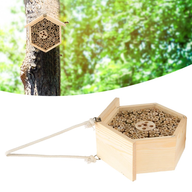 Wooden Bee House Decorative Hanging Insect House Insect Hotel for