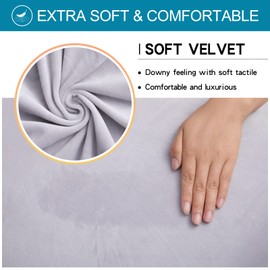 Smiry Velvet Stretch Dining Room Chair Covers Set of 2, Soft Removable Washable Chair Slipcovers Kitchen Parsons Chair Protector, Light Grey