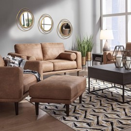 Cityelf 3 Set 13 inch Gold Circle Mirrors Wall Decor Iron Frame Wire Mirror Metal Circular Mirror Home Decor Hanging Mirrors for Room/Bedroom/Bathroom/Entryway