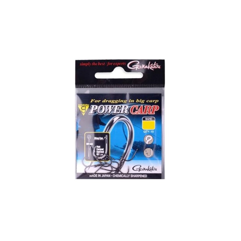 Gamakatsu Power Carp Ring Eye - 10 Fishing Hooks for