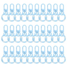 QUARKZMAN 30 Stück Hummerklaue süß Karabiner Schlüsselanhänger Schwenk Trigger Clips Zinklegierungen Bunte Schlüsselanhänger Snap Haken Splint Ringe für DIY Schmuckherstellung, Hellblau