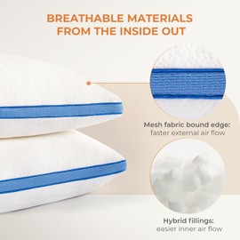 SweetNight Zoned Touch Bed Pillows for Sleeping - King Size Cooling Pillow Set of 2 | Alternative Down Pillow with Shredded Memory Foam | Supportive Pillows for Back, Side or Stomach Sleepers