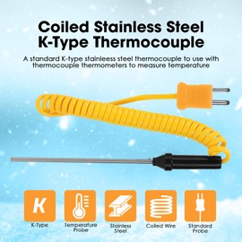 JuviPerpric K Type Thermocouple Probe,Handheld Thermocouple Probe（-50~700℃）
